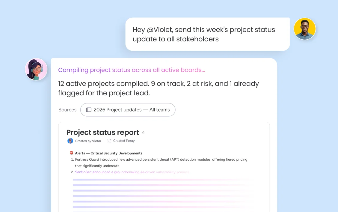 Automate project reporting with monday agents