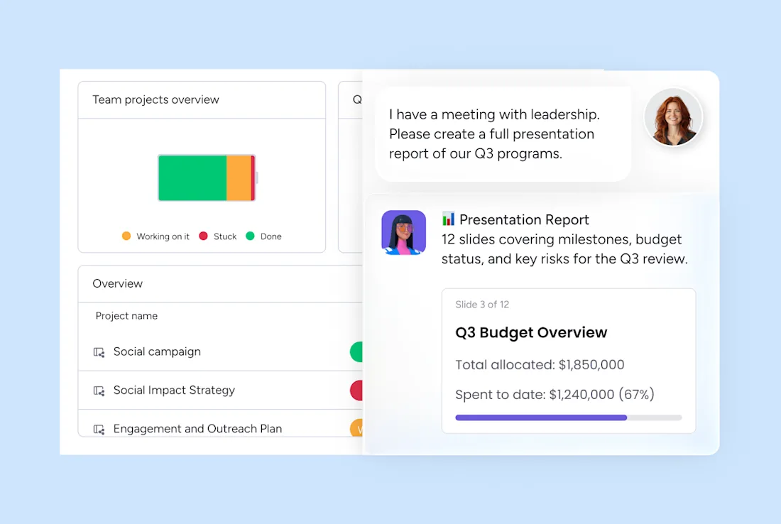 build Report builder agent in monday.com