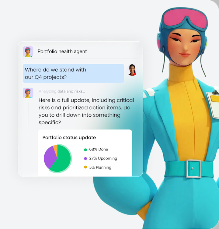 Portfolio health agent — agent UI mockup