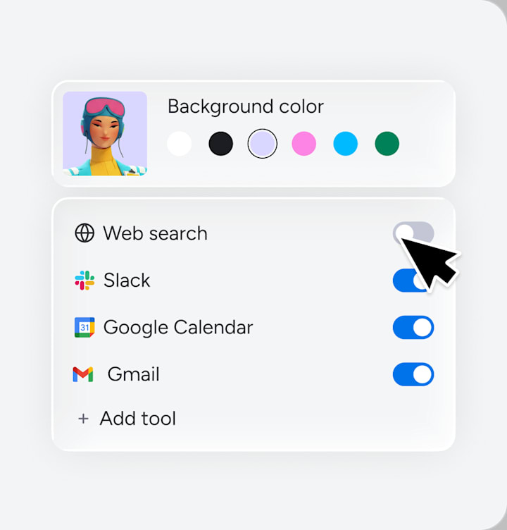 Build your own agent — agent UI mockup