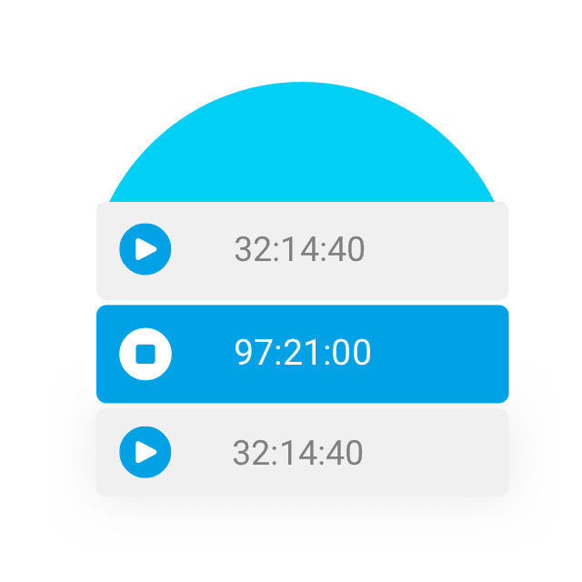 An icon of a click, used to track time and progress.