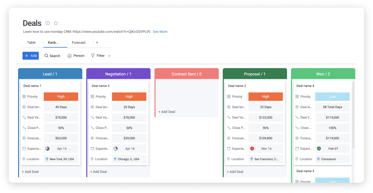 CRM Spreadsheet Kanban