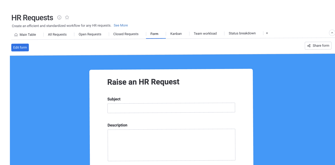 Time off request form