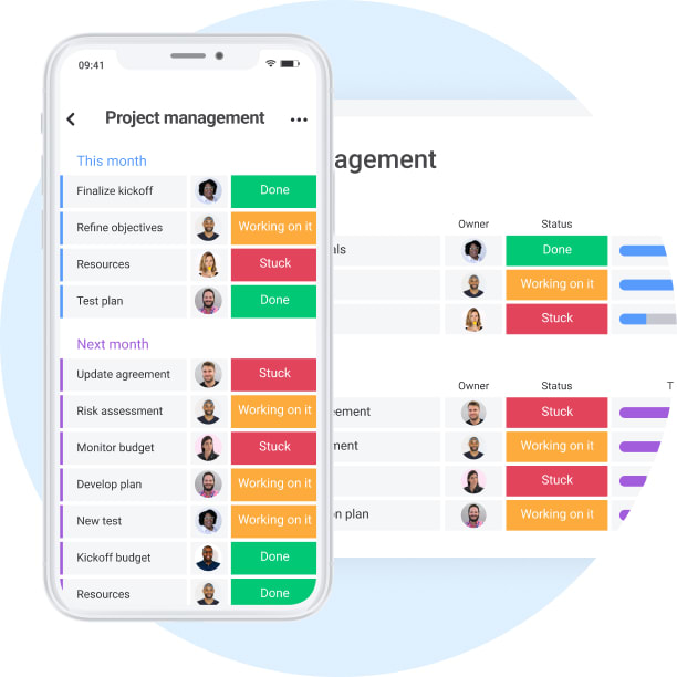 project management on both phone and desktop