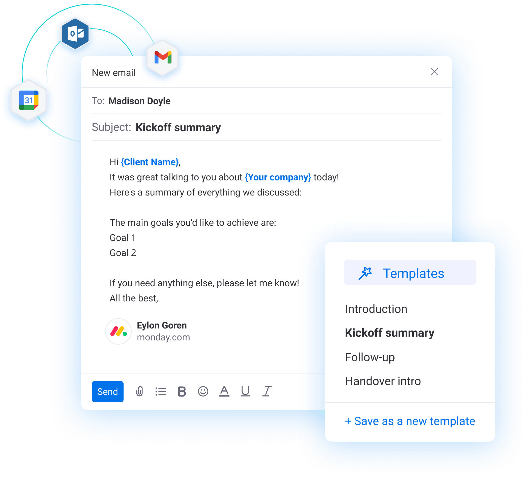 mobile side by side mail integrations