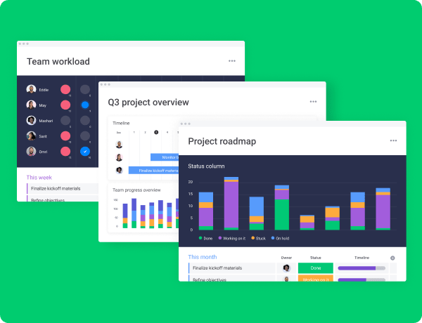 team worklo and product roadmap charts