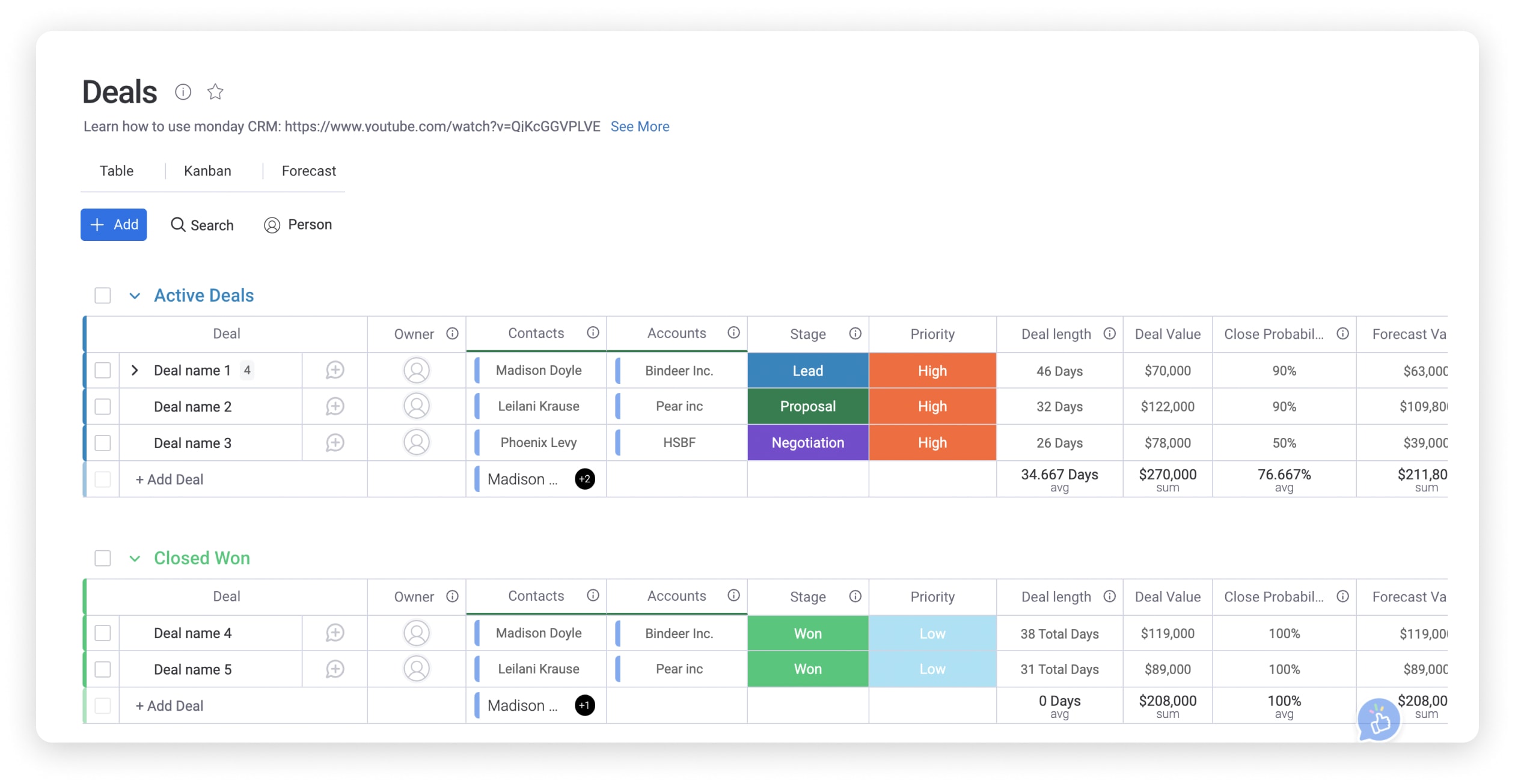 CRM Excel Template