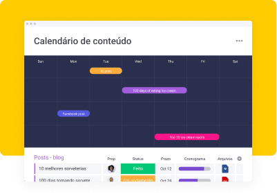 Calendário de conteúdo