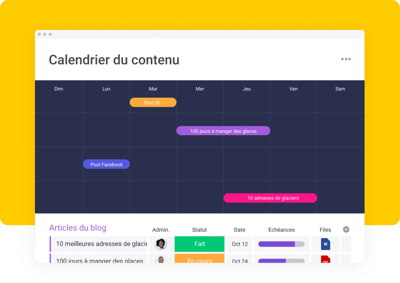 calendrier de contenu