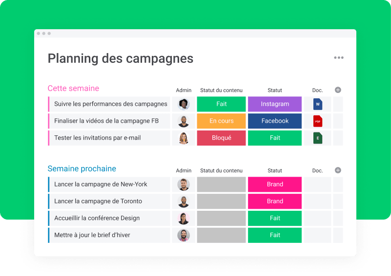 planning de campagne