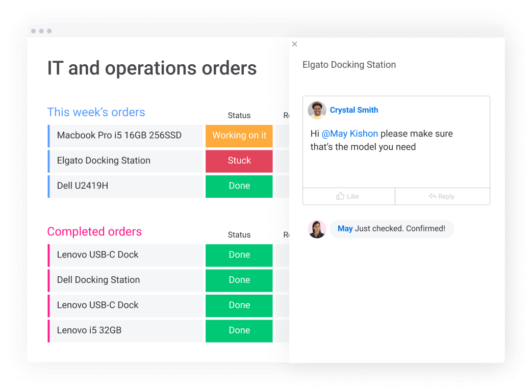 Simple board IT and operations orders update