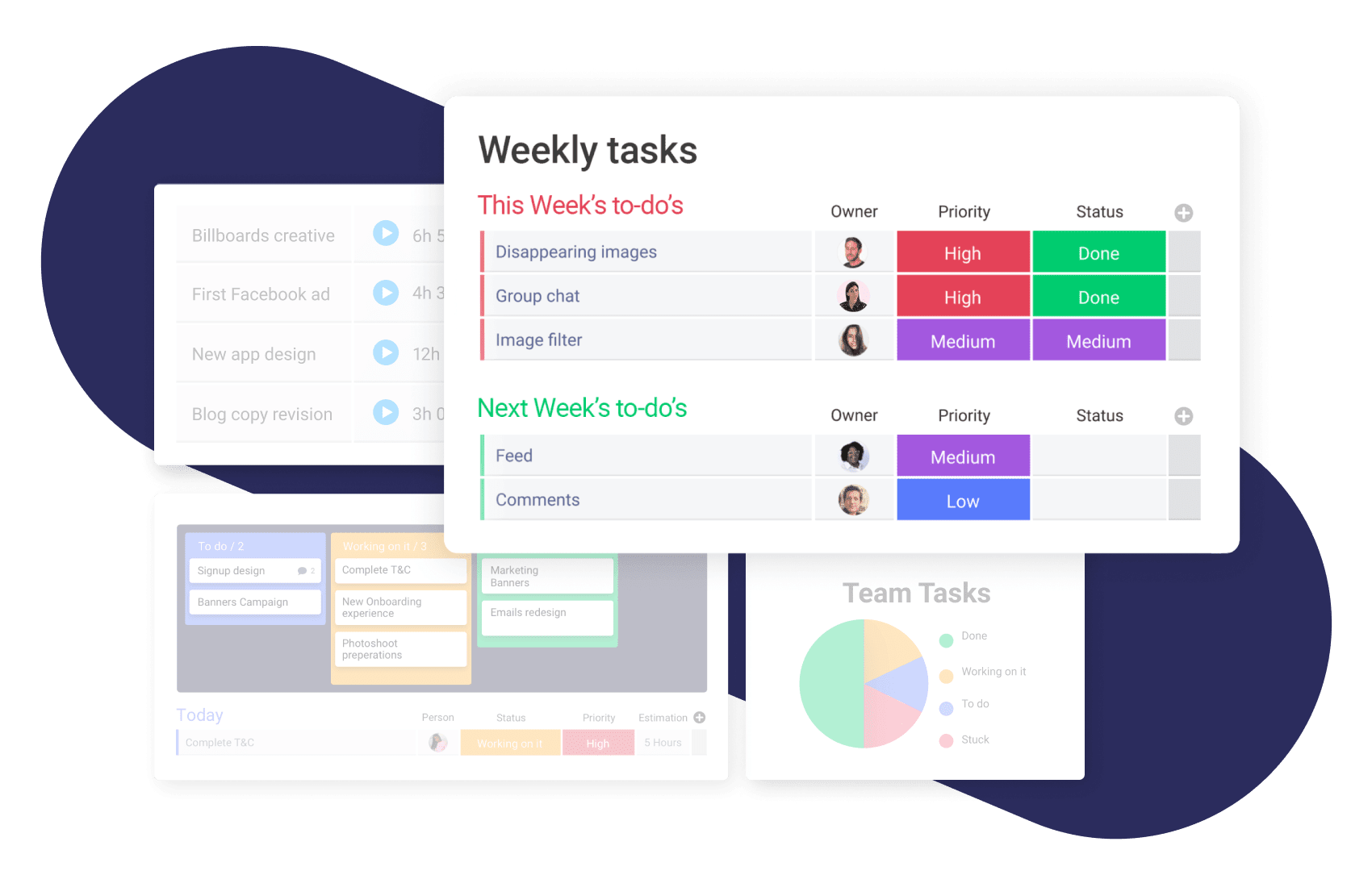 A boards of weekly tasks