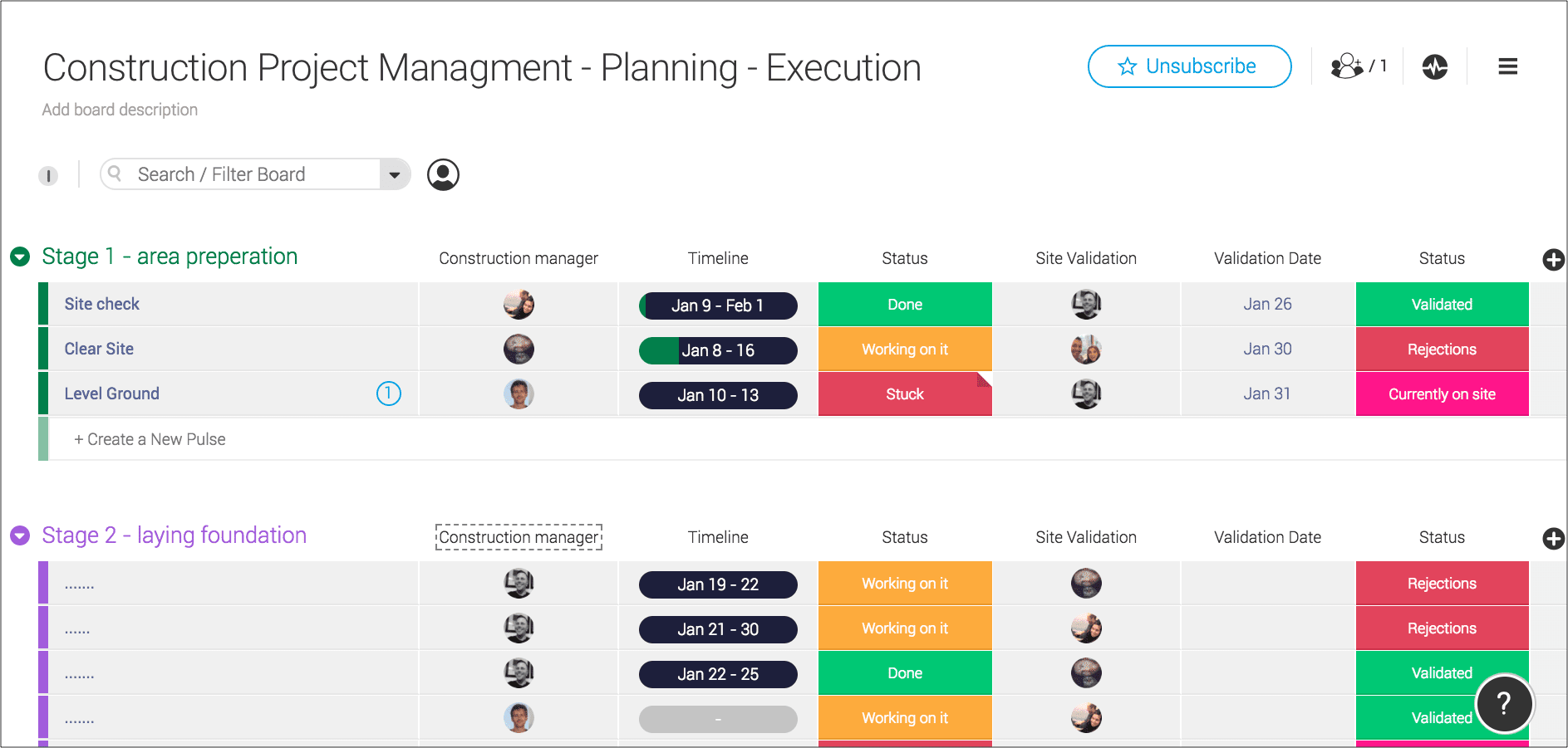 Construction Schedule Templates Monday