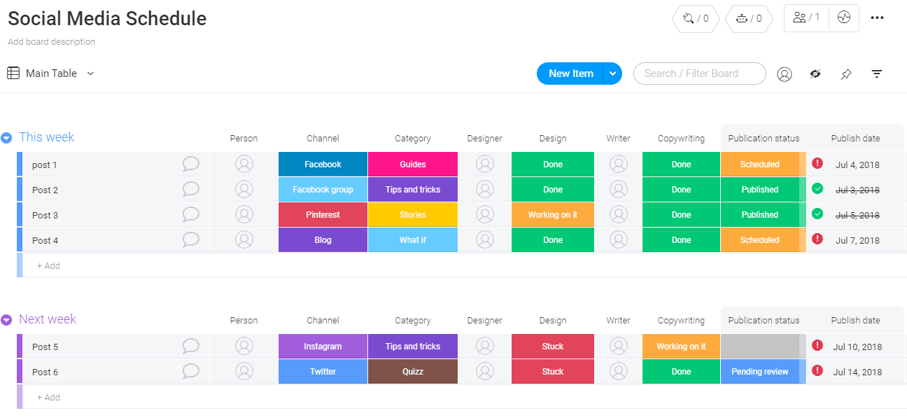 Social Media Calendar Template