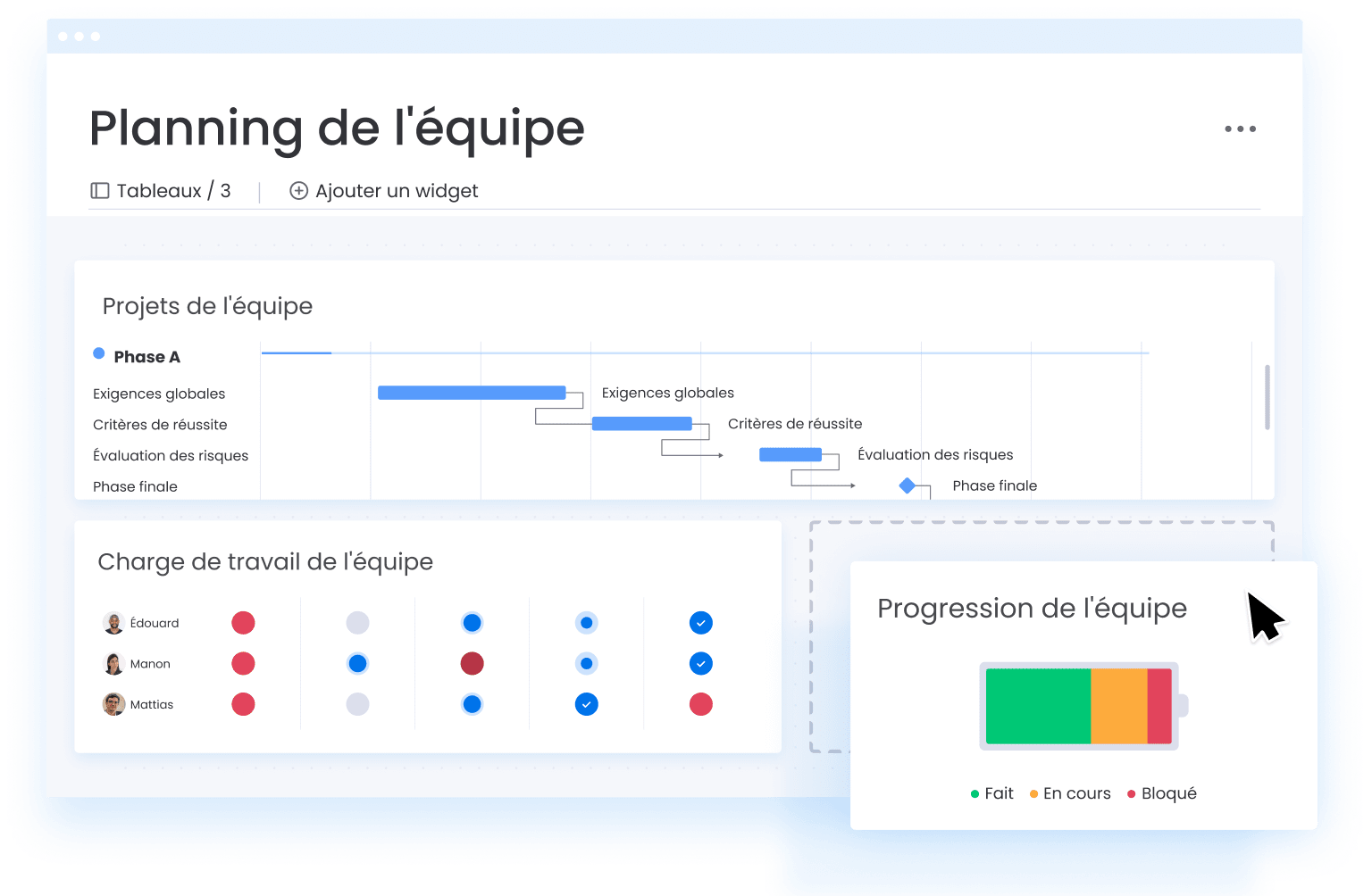 Planning de l'équipe