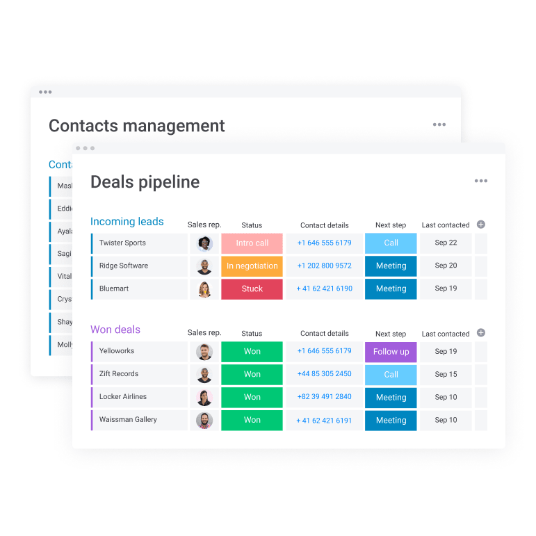 CRM and sales dashboard