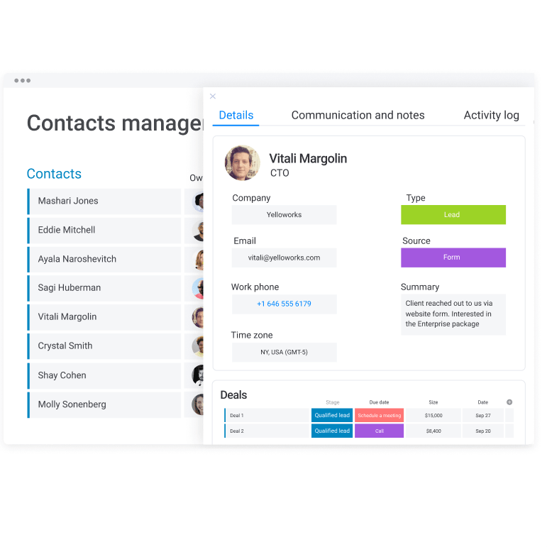 Contacts and users