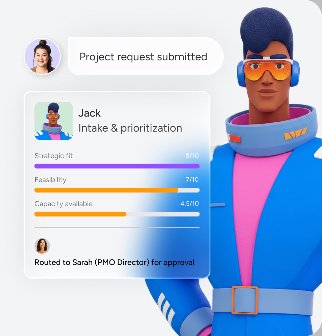 Project intake agent — agent UI mockup
