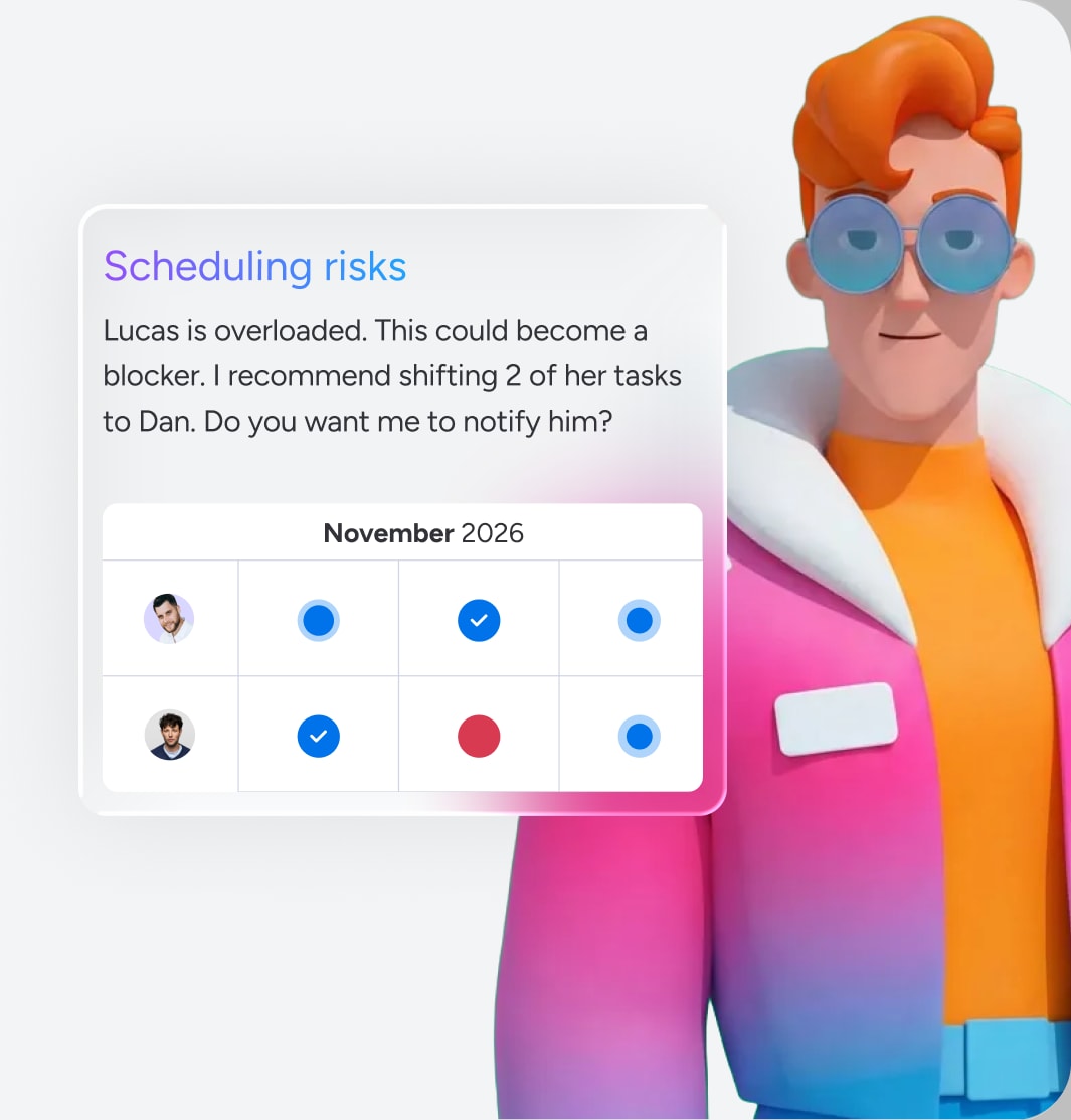 Schedule manager — agent UI mockup