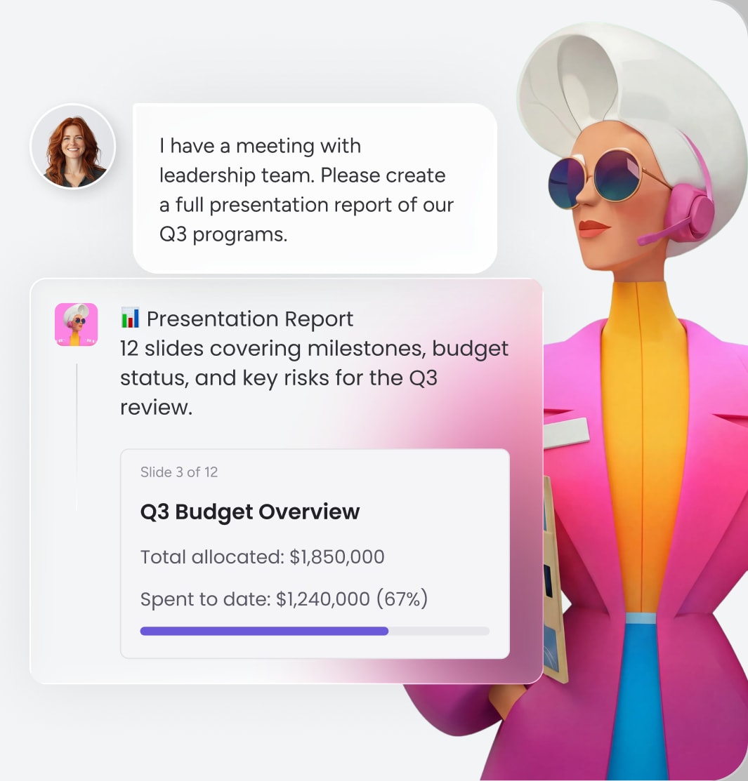 Report builder — agent UI mockup