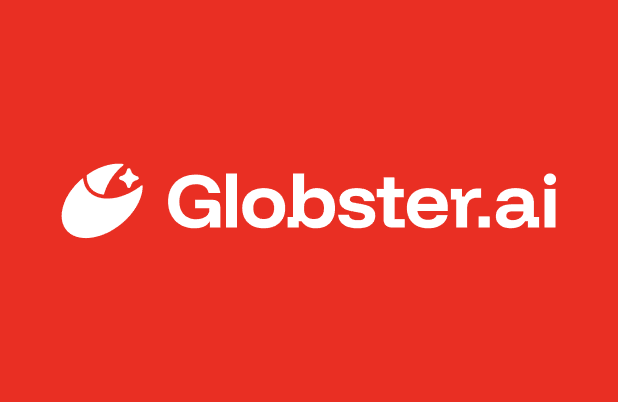 Globster.ai logo in white on a red background