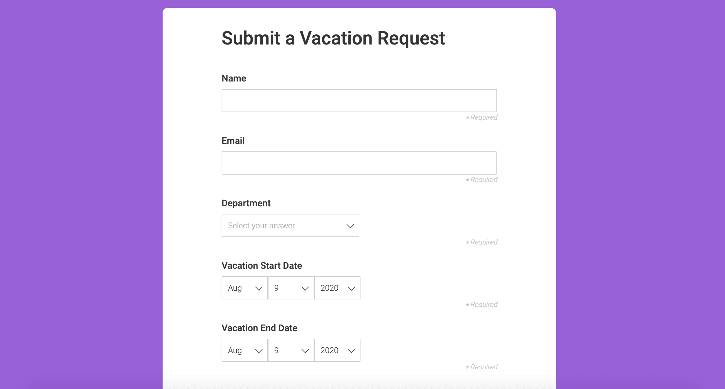 Submit a Vacation Request