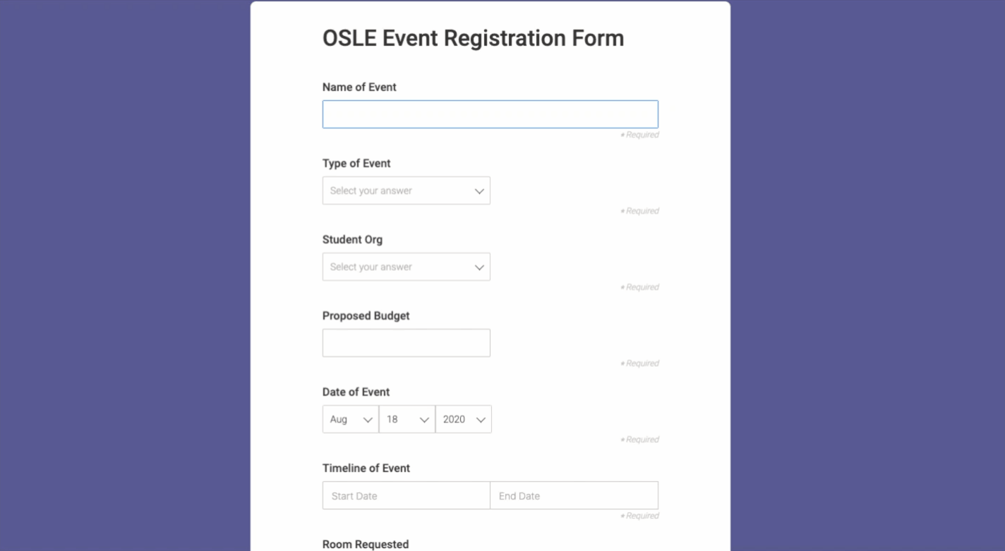 Get detailed requests for events and initiatives, straight to your boards