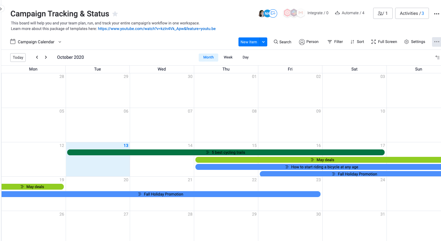 Campaign Tracking Calendar