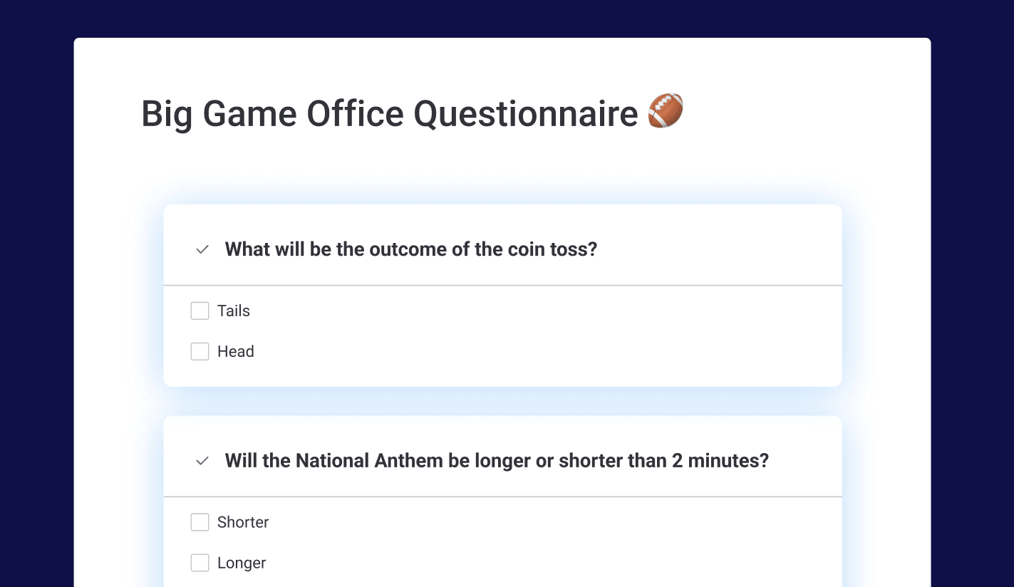 Big Game Office Questionnaire