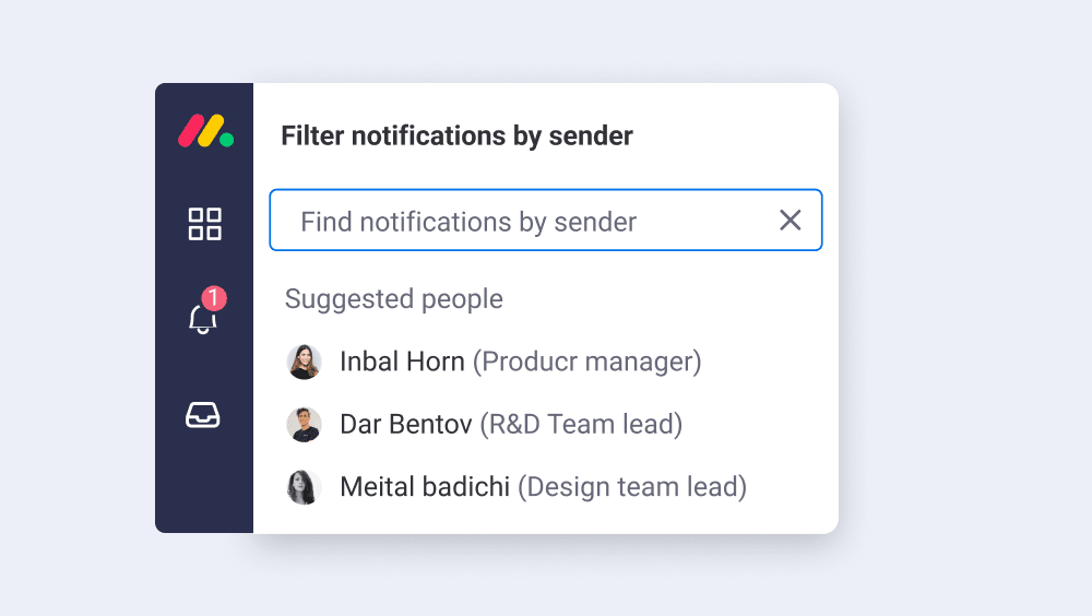 Notifications person filter