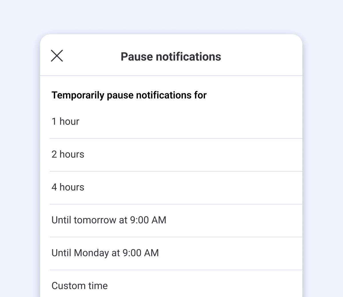 Pause notifications