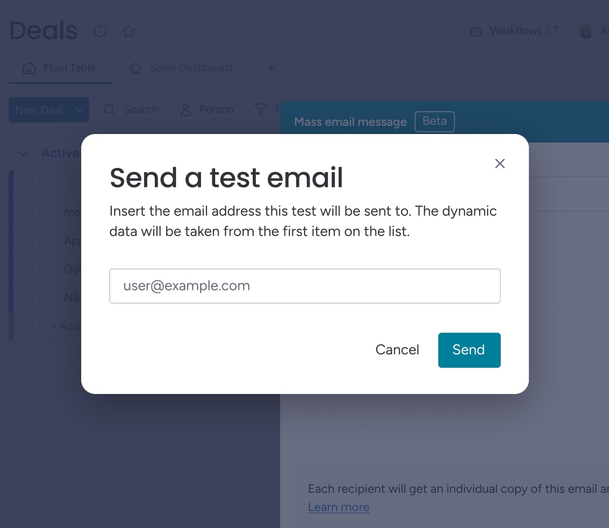 Test mass email