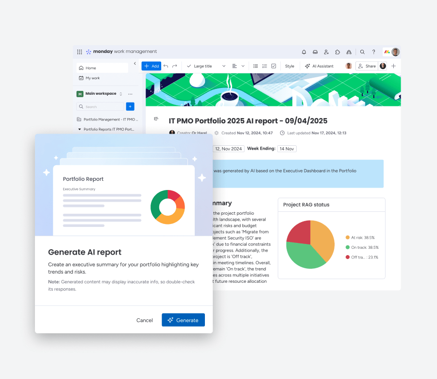 Create a document with charts for the AI Portfolio Report.