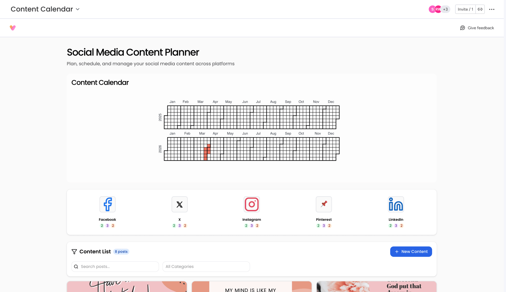 Content Calendar Vibe app