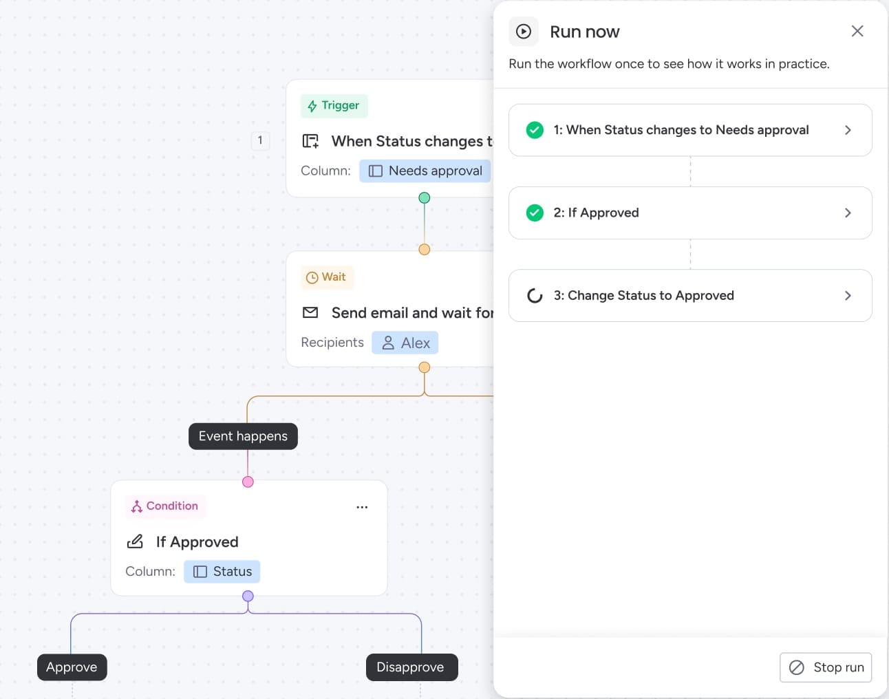Previewing a workflow run before it goes live