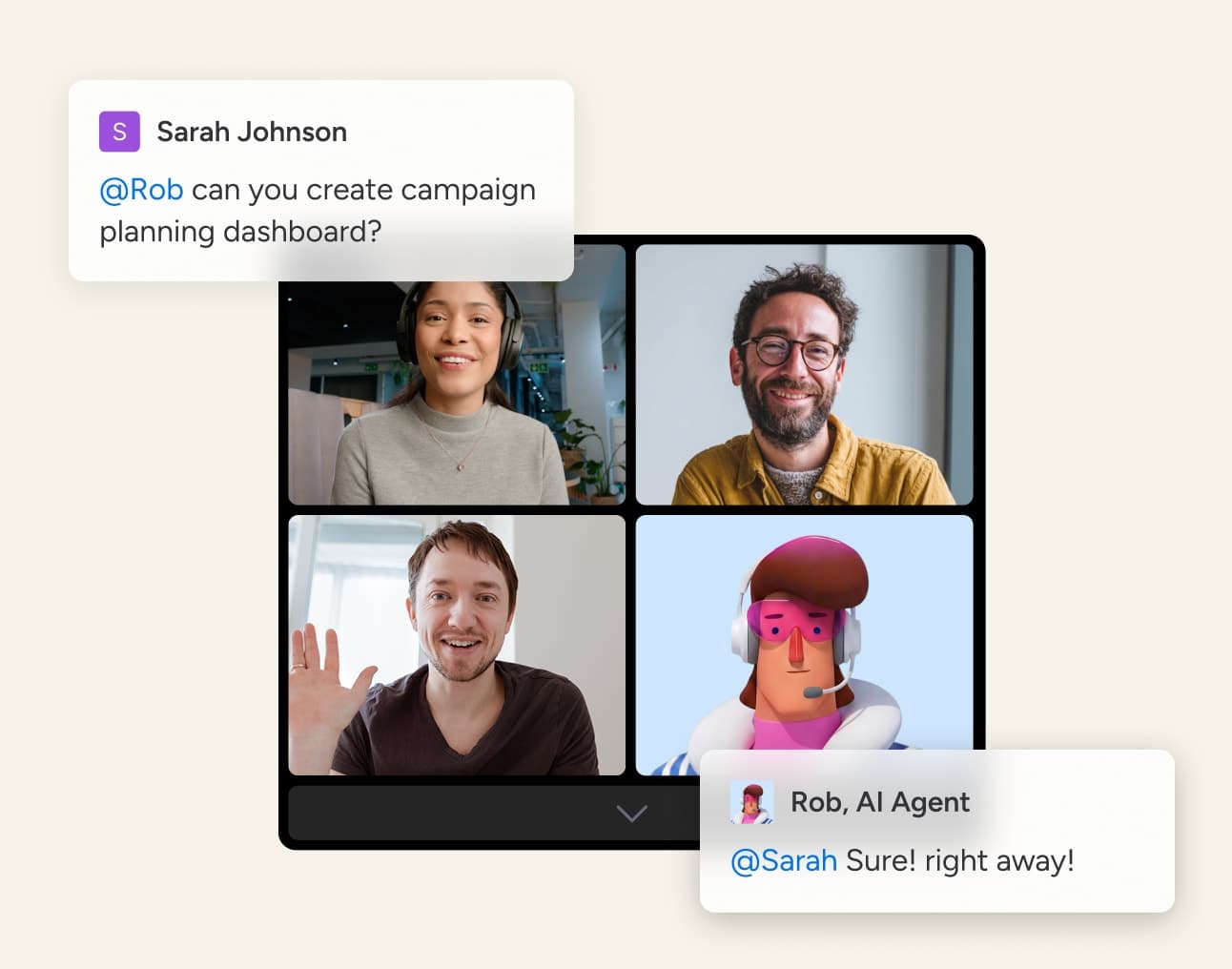 Agents acting live during a video call