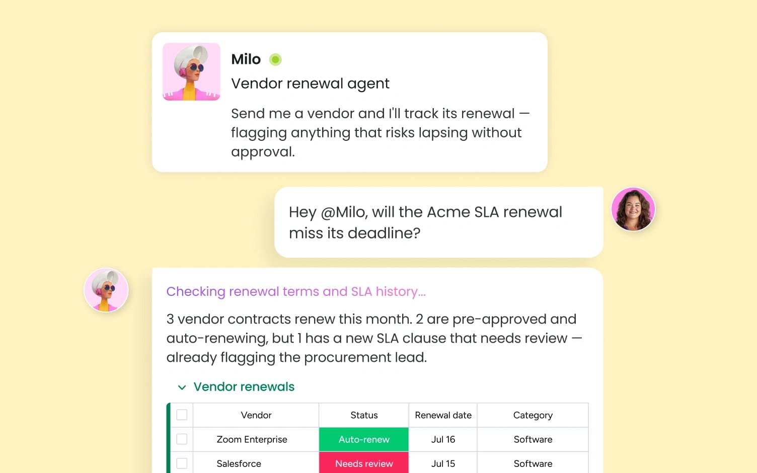 procurement team tracking vendor contract renewals on monday.com